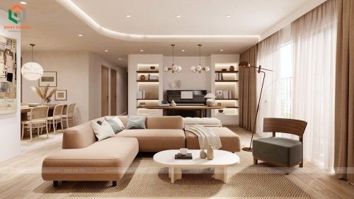 Thiết kế nội thất căn hộ 1401 tòa N01 tại dự án Premier Berriver - Long Biên - Hà Nội được Nhật Quang Decor thi công trọn gói